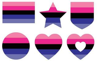 biseksueel trots vlag in vorm set. vector