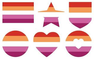 lesbienne trots vlag in vorm set. lgbt symbool in vorm set. vector