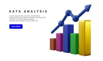 gegevens analyse concept spandoek. groeit bars grafisch met stijgende lijn pijl. digitaal marketing. vector illustratie