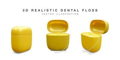 reeks van realistisch tanden floss geïsoleerd Aan wit achtergrond. concept 3d tandheelkundig zorg. vector illustratie