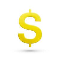 3d realistisch goud dollar teken. ons dollar valuta symbool geïsoleerd Aan wit achtergrond. vector illustratie
