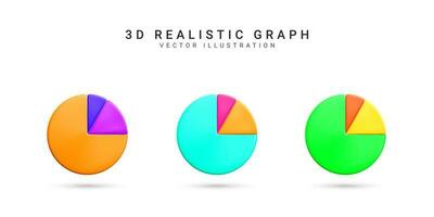 3d realistisch infographic is verdeeld in onderdelen. tabel taart infographic deel. reeks van bedrijf diagram icoon in tekenfilm stijl. vector illustratie