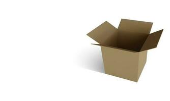 realistisch karton bruin levering doos met schaduw geïsoleerd Aan wit achtergrond. Open doos. vector illustratie
