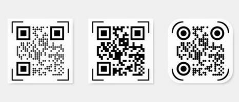 reeks van vector qr code pictogrammen monster voor smartphone scannen geïsoleerd Aan wit achtergrond