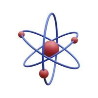 3d realistisch atoom met orbital elektronen geïsoleerd Aan wit achtergrond. nucleair energie, wetenschappelijk Onderzoek, moleculair chemie, fysica wetenschap concept. vector illustratie