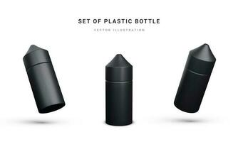 reeks van 3d realistisch plastic fles met nicotine vloeistof voor elektronisch sigaret geïsoleerd Aan licht achtergrond. vector illustratie