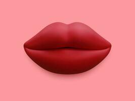 3d realistisch mooi vrouwen lippen geïsoleerd Aan pastel roze achtergrond. vector illustratie