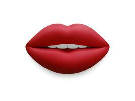 3d realistisch rood mooi vrouwen lippen geïsoleerd Aan wit achtergrond. vector illustratie