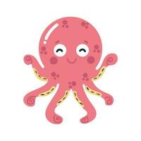 schattig roze weinig Octopus tekenfilm vector