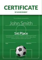 een 3d Amerikaans voetbal bal vector illustratie Aan een groen veld- met Aan een certificaat sjabloon. vieren succes en prestatie in voetbal. diploma perfect voor toekenning atleten en teams