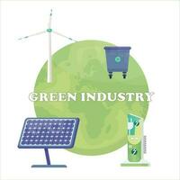 duurzame energie concept. bijv. zonne- panelen, windmolens, verspilling sorteren. groen energie. milieu, sociaal, en zakelijke bestuur illustratie. milieuvriendelijk. vlak vector illustratie.