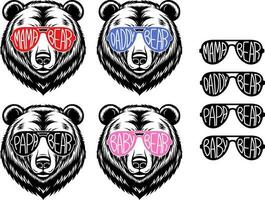 mama beer familie gezicht met zonnebril illustratie vector