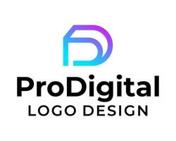 pd brief monogram digitaal technologie logo ontwerp. vector