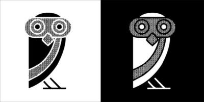 illustratie, vector grafisch van uil icoon, in zwart en wit, met transparant achtergrond
