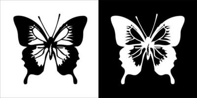 illustratie, vector grafisch van vlinder icoon, in zwart en wit, met transparant achtergrond