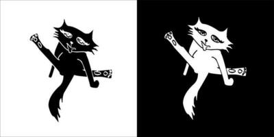 illustratie, vector grafisch van kat icoon, zwart en wit kleur Aan transparant achtergrond