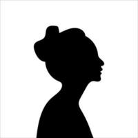 vrouw avatar profiel. vector silhouet van een vrouw hoofd of icoon geïsoleerd Aan een wit achtergrond. symbool van vrouw schoonheid.