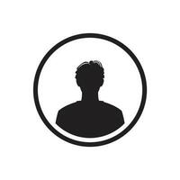 monochroom Mens avatar silhouet met voor de helft cirkel. gebruiker icoon vector in modieus vlak ontwerp.