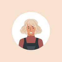 profiel beeld van vrouw avatar voor sociaal netwerken met voor de helft cirkel. mode vector. helder vector illustratie in modieus stijl.