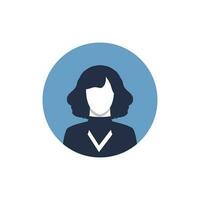 ronde profiel beeld van vrouw avatar voor sociaal netwerken. mode, schoonheid, blauw en zwart. helder vector illustratie in modieus stijl.