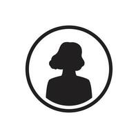 monochroom vrouw avatar silhouet met voor de helft cirkel. gebruiker icoon vector in modieus vlak ontwerp.