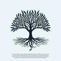 vector zwart boom van leven icoon Aan wit achtergrond, boom met wortel, creatief vector grafisch silhouet van blad boom, dwaasheid, eik