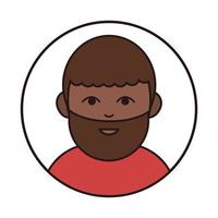 afro-amerikaanse bebaarde man portret cartoon ronde lijn pictogram vector