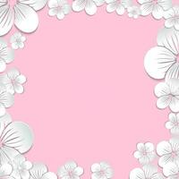 wit bloemen Aan roze achtergrond. bloemen kader. vector illustratie.