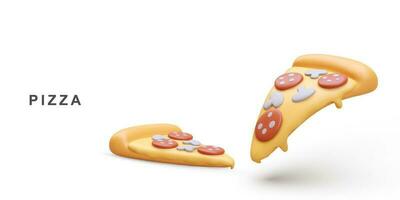 3d twee realistisch pizza Aan wit achtergrond. vector illustratie.