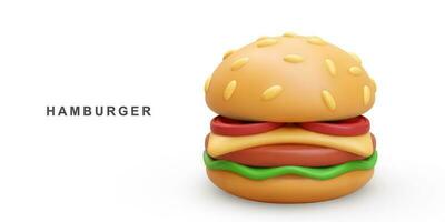 3d realistisch Hamburger Aan wit achtergrond. vector illustratie.