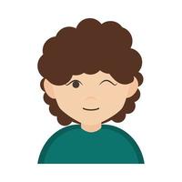 jonge vrouw knipoog gebaar en krullend haar cartoon flat icon vector