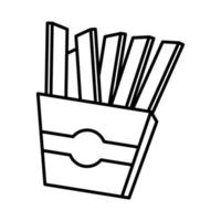 Franse frietjes fastfood popart komische stijl lijnpictogram vector