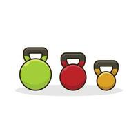 reeks van Sportschool kettlebells voor gewichtheffen in vector. halter, gewicht. gereedschap voor sport- en geschiktheid. sport- apparatuur. vector illustratie