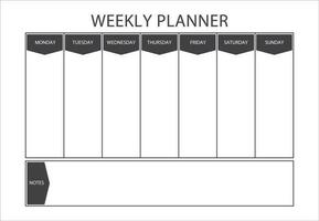 Doorzichtig en gemakkelijk afdrukbare wekelijks planner, minimalistische wekelijks planner. naar Doen lijst, notities. blanco wit notitieboekje bladzijde geïsoleerd. bedrijf organisator bladzijde. papier vel. realistisch vector illustratie