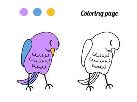 illustratie van schattige vogel. kleurplaat of boek voor baby. vector