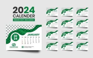 modern bureau kalender sjabloon voor nieuw jaar - horizontaal lay-out - 12 maanden vector