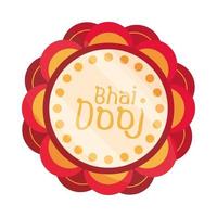 happy bhai dooj gevierd door hindoe bloemendecoratie badge vector