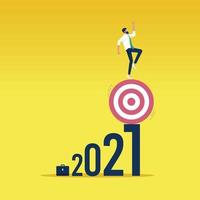 zakenman balansdoel op 2021 nummer risicobeheer uitdaging concept vector
