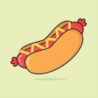 vector schattig hotdog tekenfilm illustratie single beeld groen achtergrond