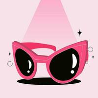 roze glamoureus zonnebril. premie stijl bril. tekenfilm vlak trending stijl. luxe geïsoleerd illustratie. mode zonnebril voor Dames. vector
