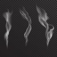 realistische stromen van transparante geïsoleerde rookset. ontwerpelementen sigaret marihuana rook vector
