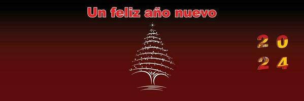 vrolijk Kerstmis en gelukkig nieuw jaar web bladzijde omslag. Spanje vlag Aan de jaar 2024. vakantie ontwerp voor groet kaart, banier, viering poster, partij uitnodiging. vector illustratie.