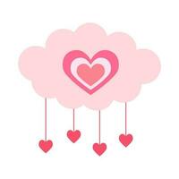 schattig vector illustratie van hart Aan wolk in vlak stijl. icoon, logo, afdrukken, ansichtkaart, sublimatie, sticker, clip art, liefde, Valentijnsdag dag, roze kleur