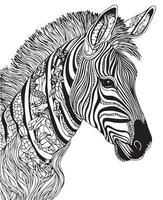 hand- getrokken vector kleur bladzijde van zebra. kleur bladzijde voor kinderen en volwassenen. afdrukken ontwerp, t-shirt ontwerp, tatoeëren ontwerp, muurschildering kunst, mandala kunst.