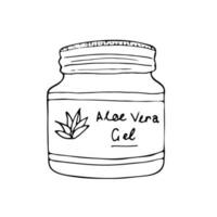 hand getekend aloë vera gel in een kan. biologisch kunstmatig Product. geïsoleerd vector illustratie