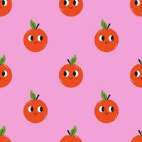 vector naadloos patroon met schattig grappig appels. modieus achtergrond met glimlachen rood appels. kawaii appels met gezichten. patroon met kinderachtig appel karakters.