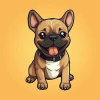 schattig bruin baby Frans bulldog huisdier tekenfilm vector