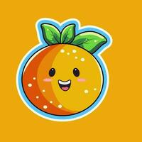 vrolijk oranje mascotte karakter in sticker stijl. vector