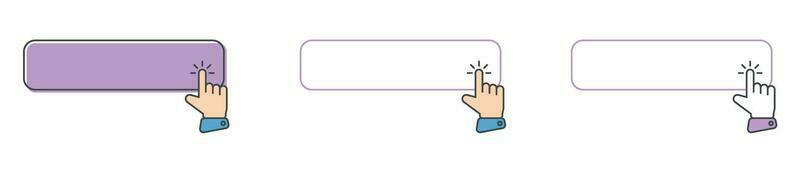 Klik cursor icoon met Klik hier knop vector set. actie knop met muis Klik