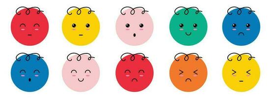 emoticons met divers emoties. emoji in tekenfilm stijl. vector illustratie geïsoleerd Aan wit